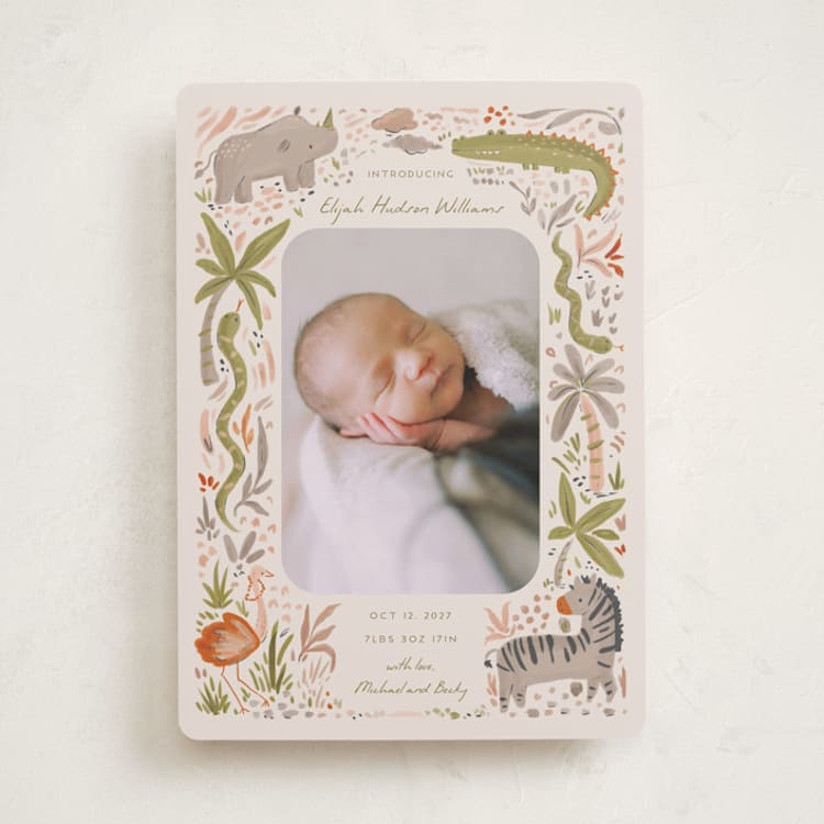"Hello Safari" - Birth Announcements in Canopy by Vera Lim - Front