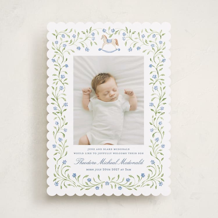 "Theodore" - Birth Announcements in Cornflower by Sarah Knight - Front