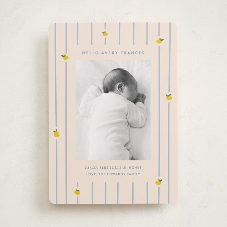 "Lemon Stripes" - Birth Announcements in Carribean by Carolyn MacLaren - Front