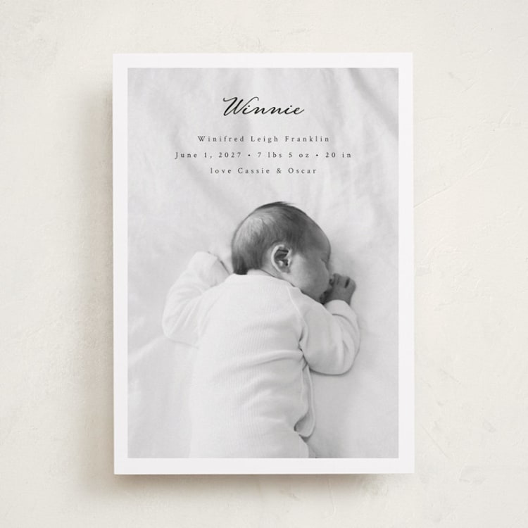 "Simplicity" - Birth Announcements in Noir by Emily Sabol Goss - Front