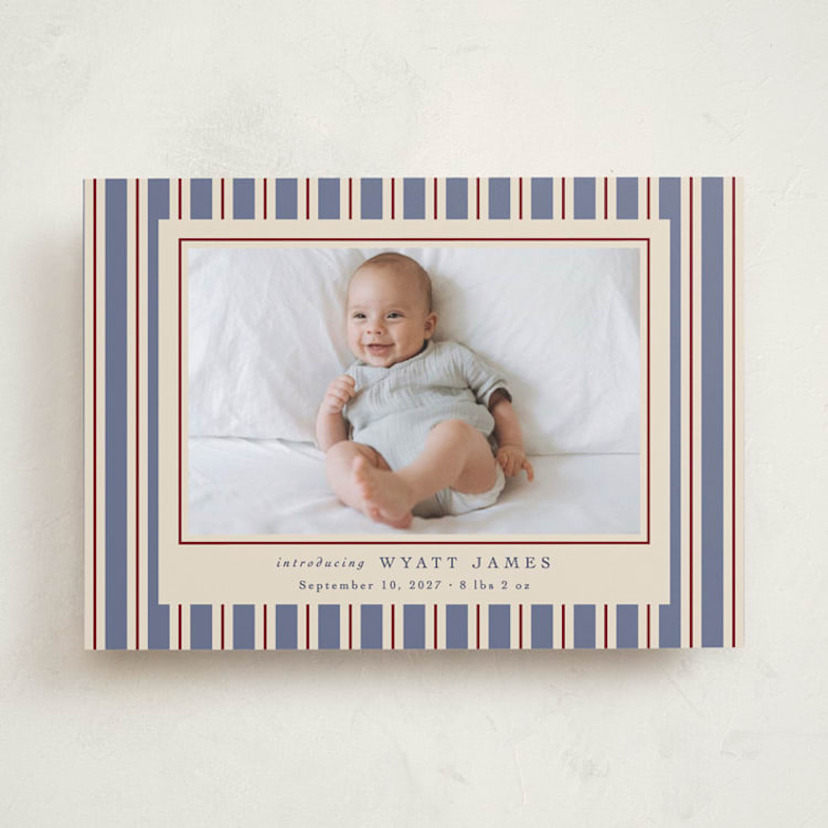 "Colorful Stripes" - Birth Announcements in Lake by Robert and Stella - Front