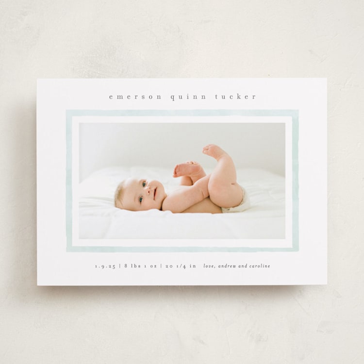 "Golightly" - Birth Announcements in Mint by Lauren Chism - Front