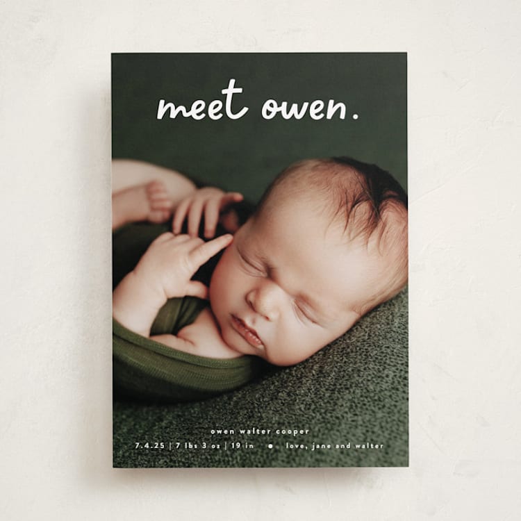 "Meet Cute" - Birth Announcements in Snow by Lauren Chism - Front
