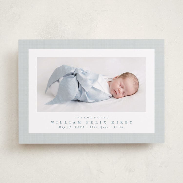 "Linen frame" - Birth Announcements in Powder by Lea Delaveris - Front