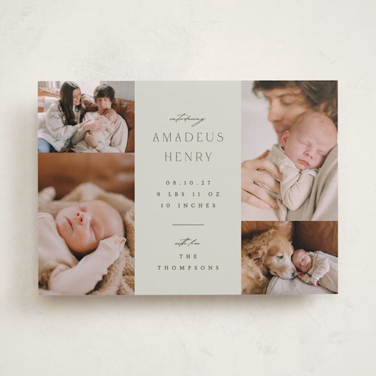 "Photo Stack" - Birth Announcements in Boho Neutral by Ana Sharpe - Front