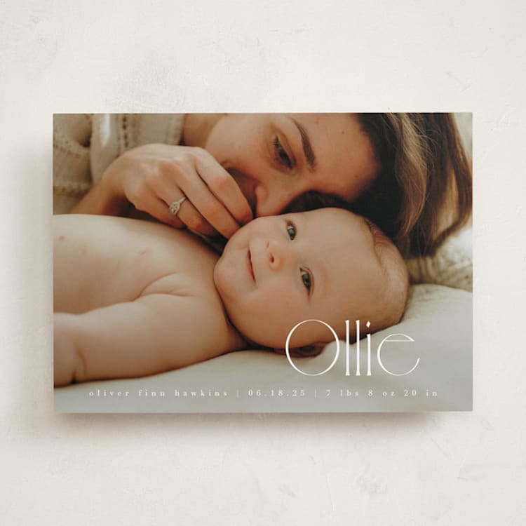 "Ollie" - Birth Announcements in Cotton by Kristie Kern - Front