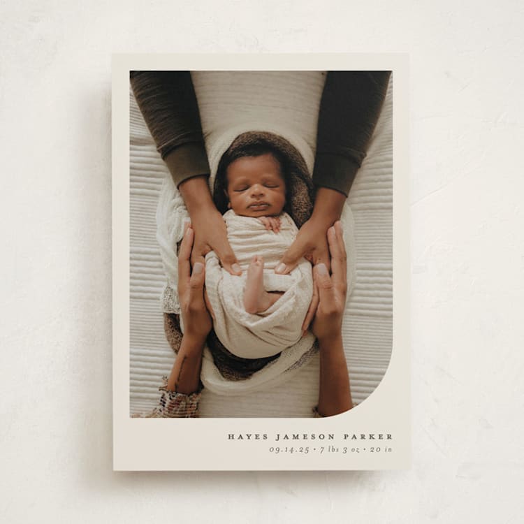 "Simple Photo" - Birth Announcements in Almond by Brianne Larsen - Front