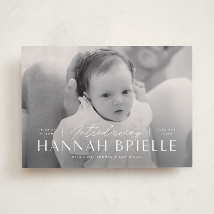 "Typographic Mix" - Birth Announcements in Snow by Michelle Taylor - Front