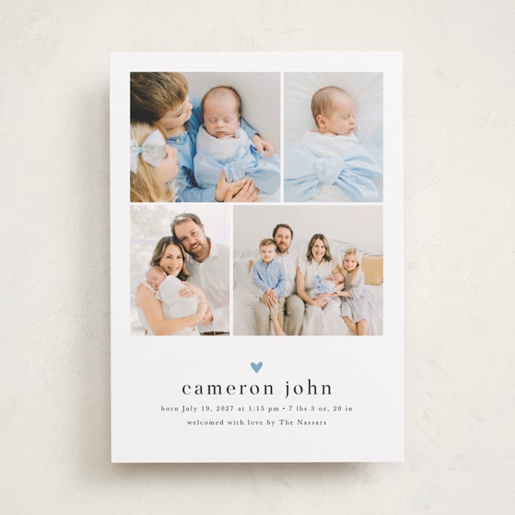 "LOVEABLE" - Birth Announcements in Bluebird by Melanie Kosuge - Front