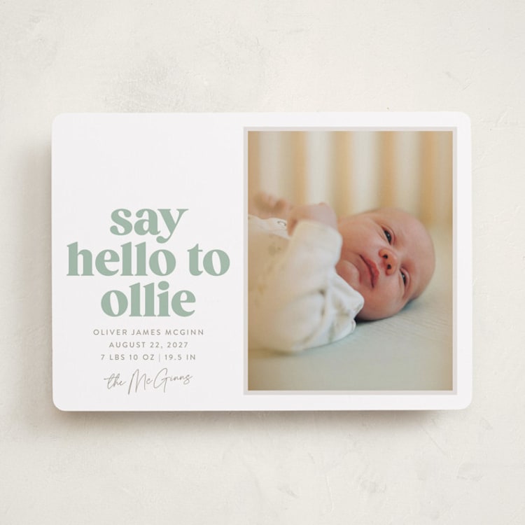 "Clarke" - Birth Announcements in Mint by Robert and Stella - Front