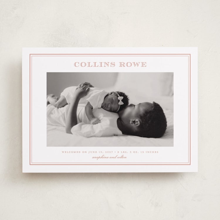 "Engraved" - Birth Announcements in Ballet Slipper by Stacey Meacham - Front