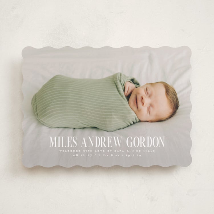 "Simply stated" - Birth Announcements in Cloud by Owl and Toad - Front