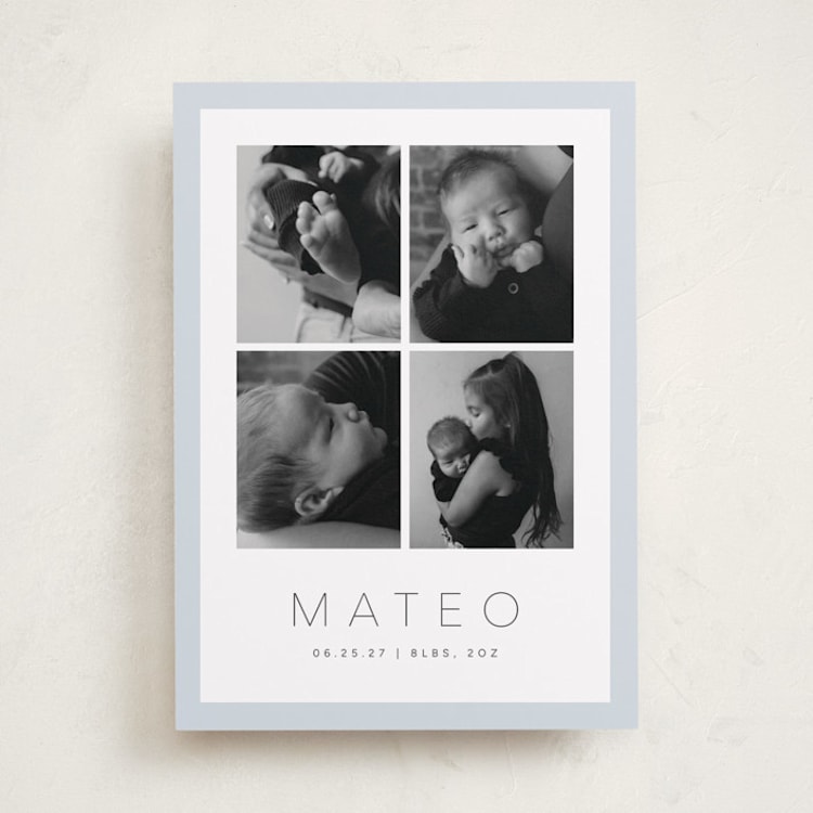 "Quattro" - Birth Announcements in Powder by Olivia Raufman - Front