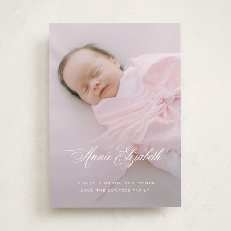 "Formal Classic" - Birth Announcements in Powder by Carolyn MacLaren - Front