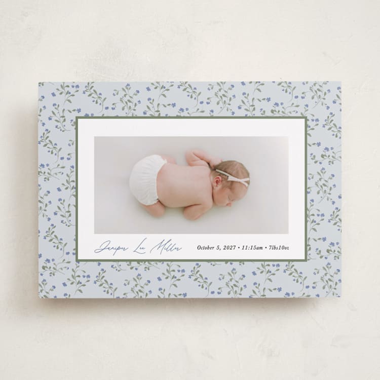 "Ditsy Floral Frame" - Birth Announcements in Powder by Kate Ahn - Front