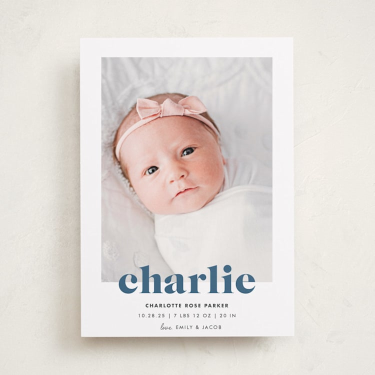 "Bold Nickname" - Birth Announcements in Bluebird by Shirley Lin Schneider - Front