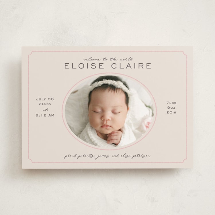 "Prim" - Birth Announcements in Petal by Melissa Egan of Pistols - Front