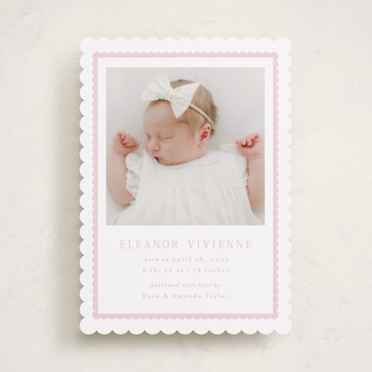 "Sweetest Scallop" - Birth Announcements in Petal by Emily Betts - Front