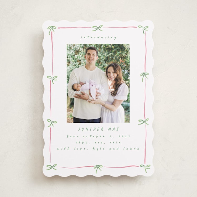 "Preppy Bow Border" - Birth Announcements in Candy by Susan Zinader - Front