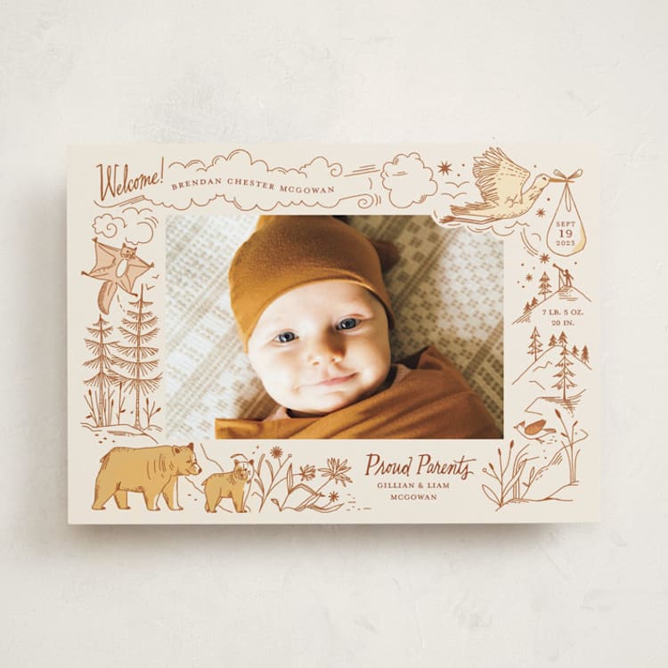 "Baby Bear" - Birth Announcements in Cream by Morgan Ramberg - Front