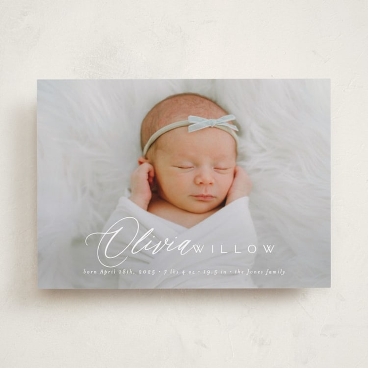 "Serenity" - Birth Announcements in Cloud by Everett Paper Goods - Front