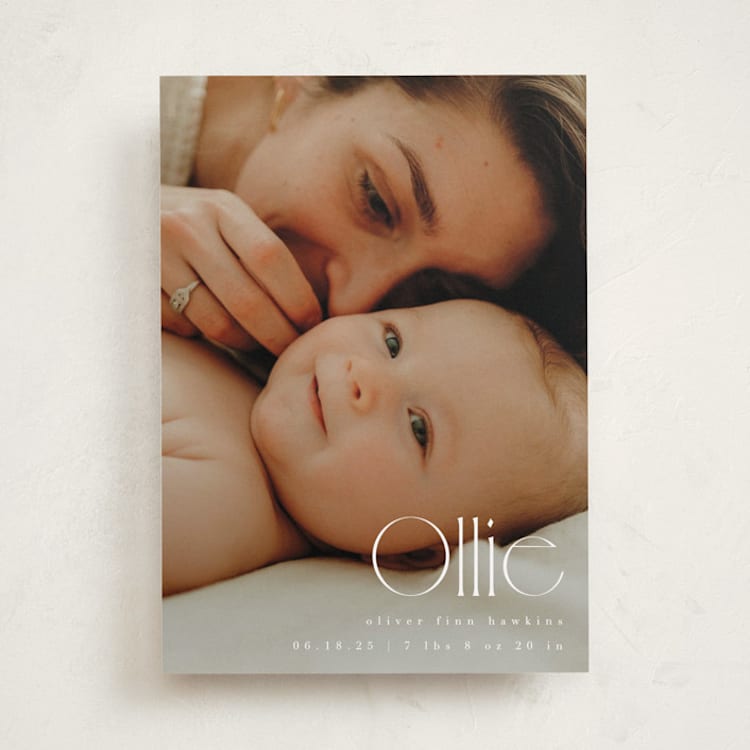 "Ollie" - Birth Announcements in Cotton by Kristie Kern - Front