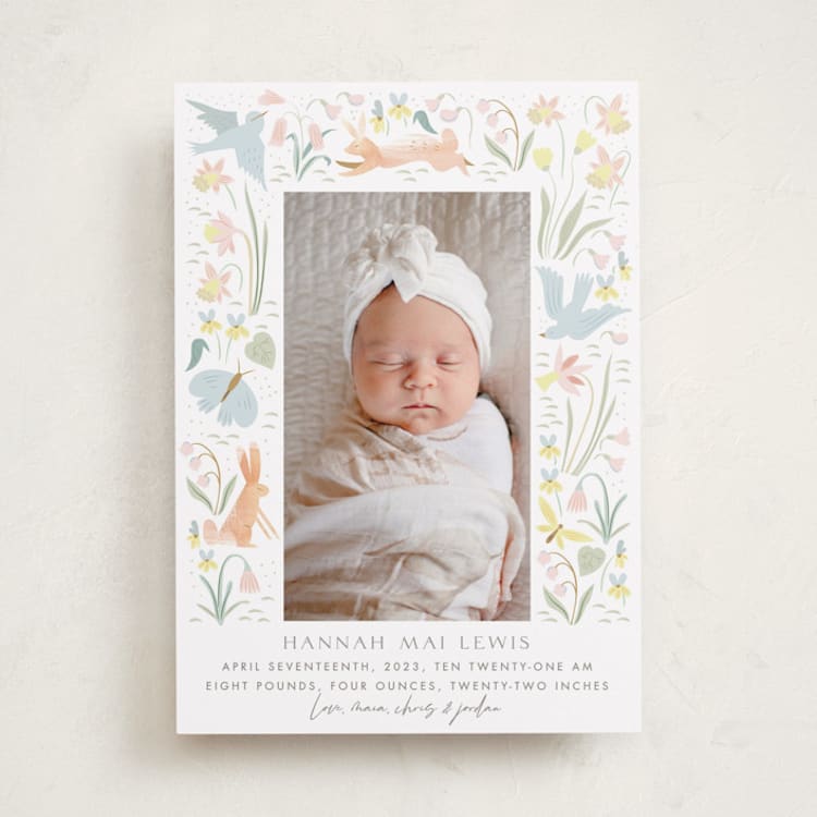 "Baby Garden" - Birth Announcements in Sky by Eve Schultz - Front