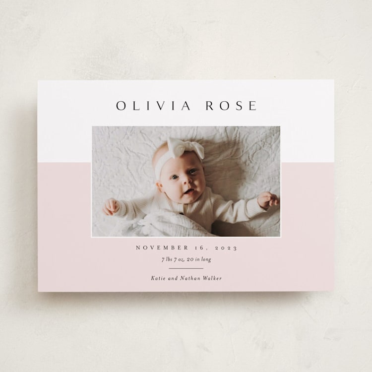 "Cherished" - Birth Announcements in Peony by Kasia Labocki - Front