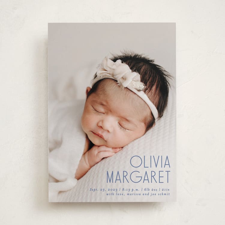 "Sweetly modern" - Birth Announcements in Denim by Lisa Assenmacher - Front