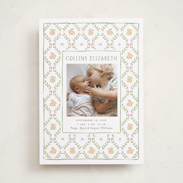 "Storybook Frame" - Birth Announcements in Garden by Susan Zinader - Front