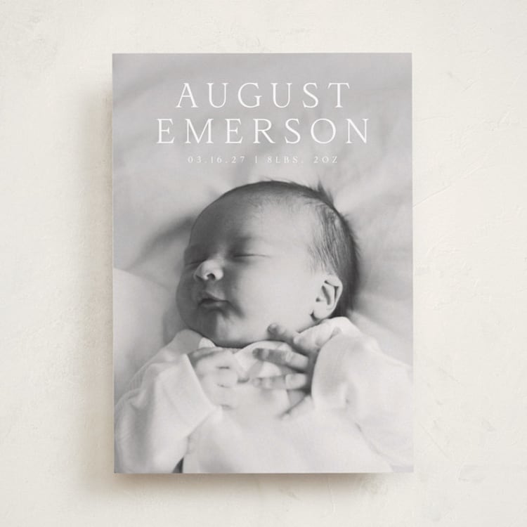 "Bold Intro" - Birth Announcements in Cotton by Olivia Raufman - Front