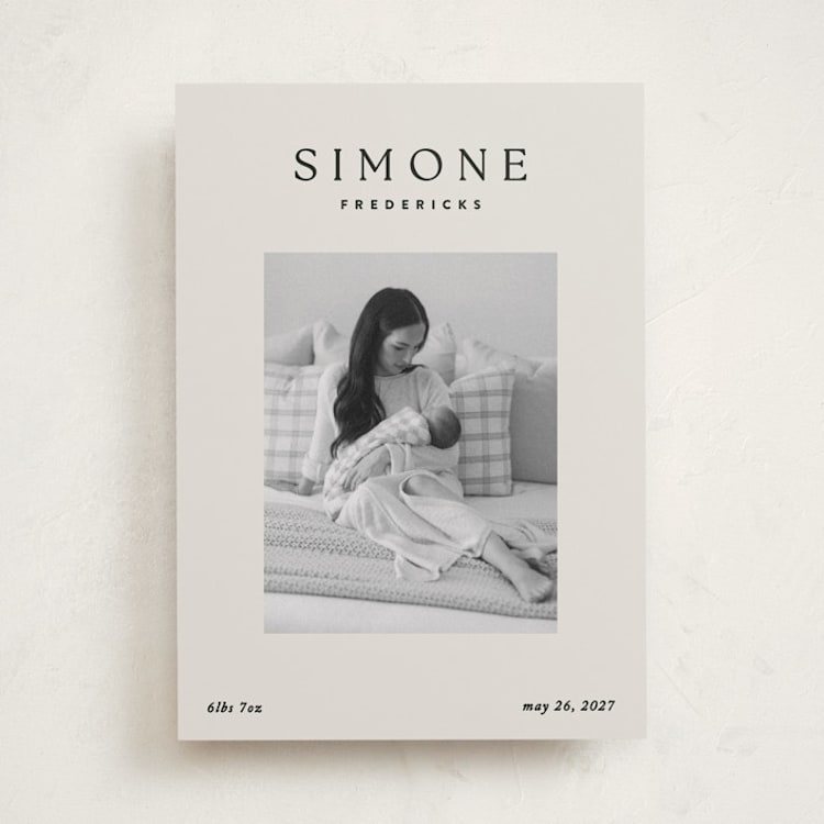 "Simone" - Birth Announcements in Noir by Jackie Crawford - Front
