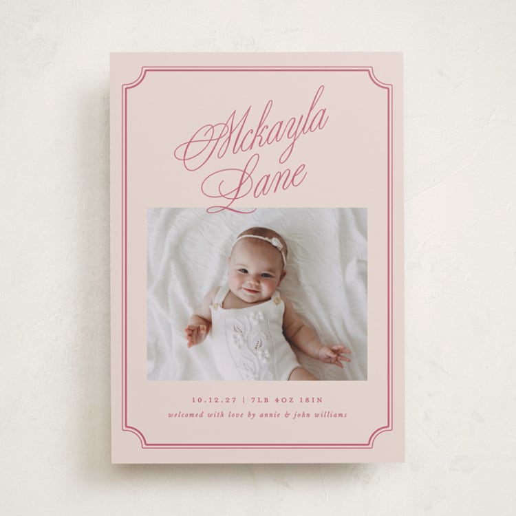 "Sweet Marquee" - Birth Announcements in Grapefruit by Kelly Watkins - Front