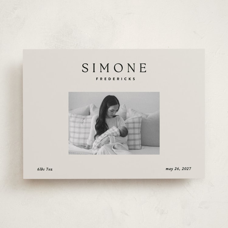 "Simone" - Birth Announcements in Noir by Jackie Crawford - Front