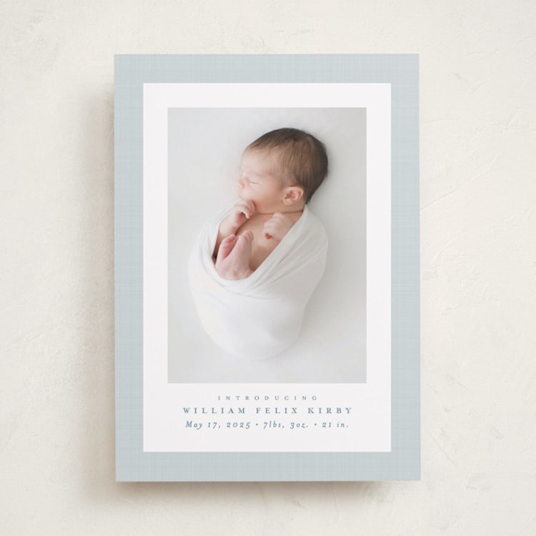 "Linen frame" - Birth Announcements in Powder by Lea Delaveris - Front