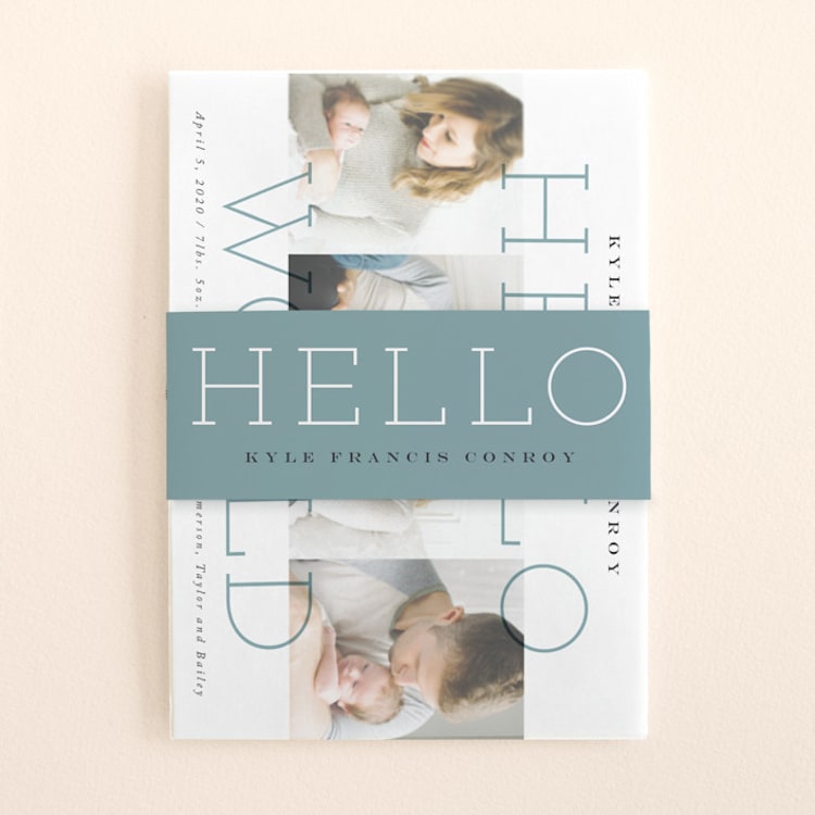 "Morning + Night" - Birth Announcement Belly Bands in Bluebird by Carrie ONeal - Front