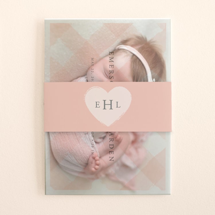 "gingham baby" - Birth Announcement Belly Bands in Princess by Susan Asbill - Front
