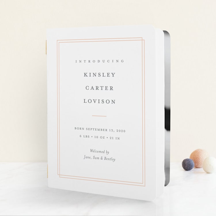 "Name Plate" - Birth Announcement Booklette™ Cards in Melon by Stacey Meacham - Front