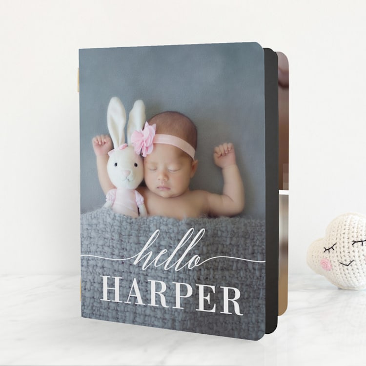 "Little Hello" - Birth Announcement Booklette™ Cards in Cloud by Susan Asbill - Front