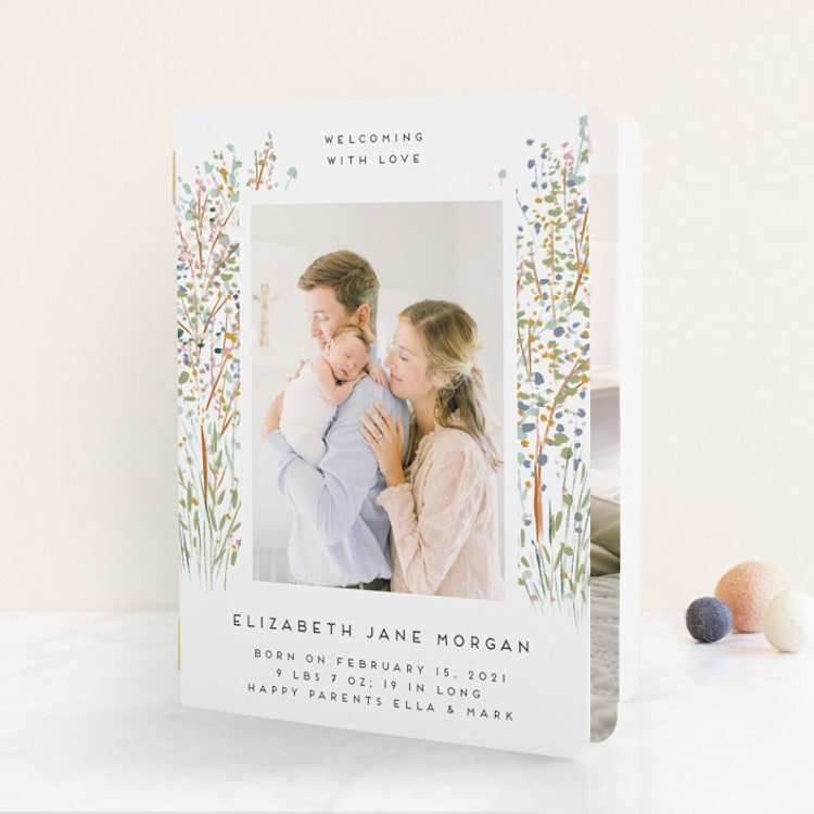 "Life Is Everywhere" - Birth Announcement Booklette™ Cards in Tangerine by Petra Kern - Front