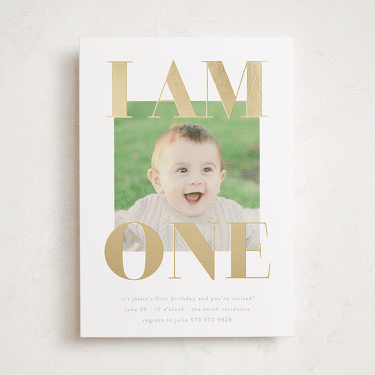 "i am one" - Children's Birthday Party Invitations in Goldenrod by Phrosné Barwood - Front