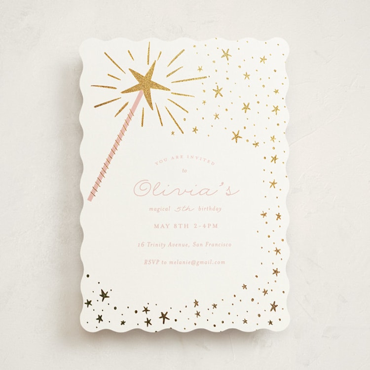 "Magical wand" - Children's Birthday Party Invitations in Cotton Candy by Jackie Crawford - Front