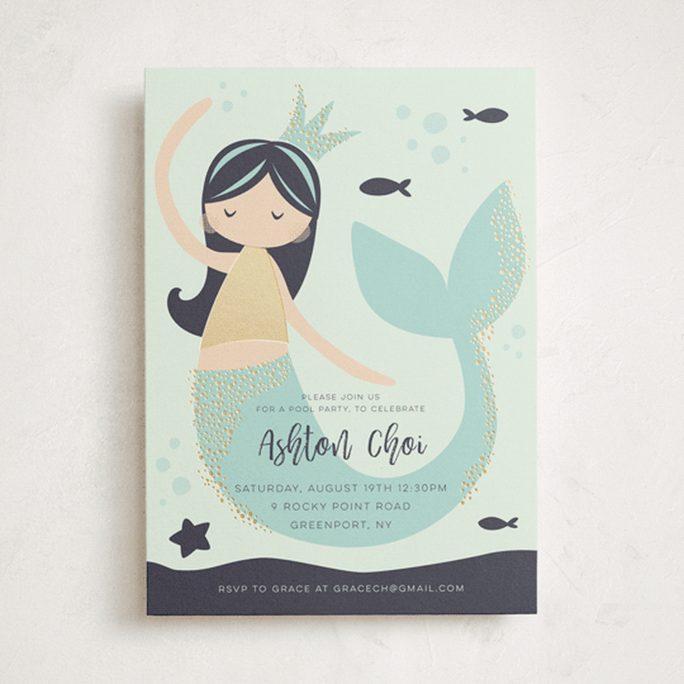 "glitter mermaid" - Children's Birthday Party Invitations in Deep Sea by peetie design - Front
