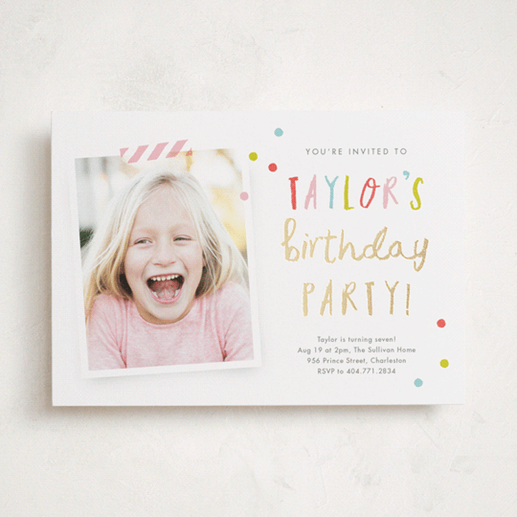 "Confetti bash" - Children's Birthday Party Invitations in Bubblegum by Stacey Meacham - Front