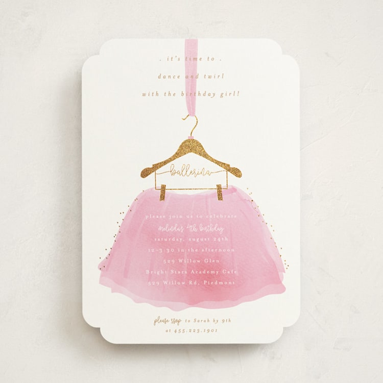 "little ballerina" - Children's Birthday Party Invitations in Rose by Kanika Mathur - Front