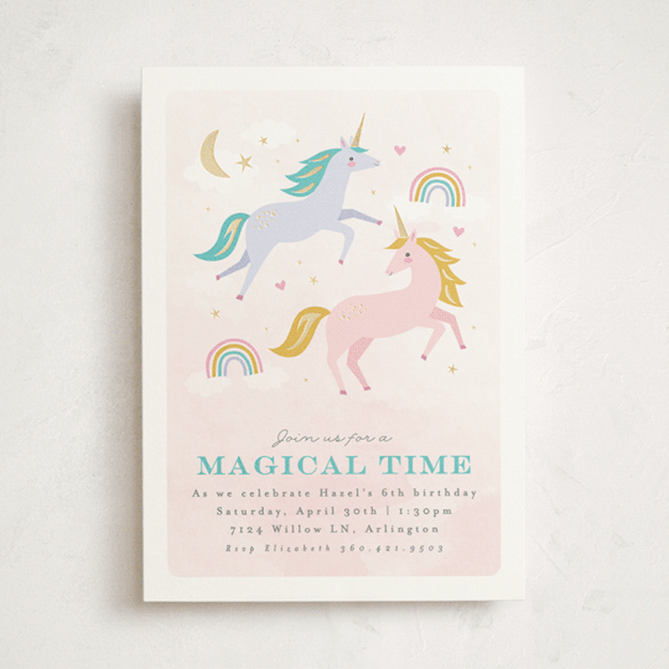 "magical unicorns" - Children's Birthday Party Invitations in Cotton Candy by Karidy Walker - Front