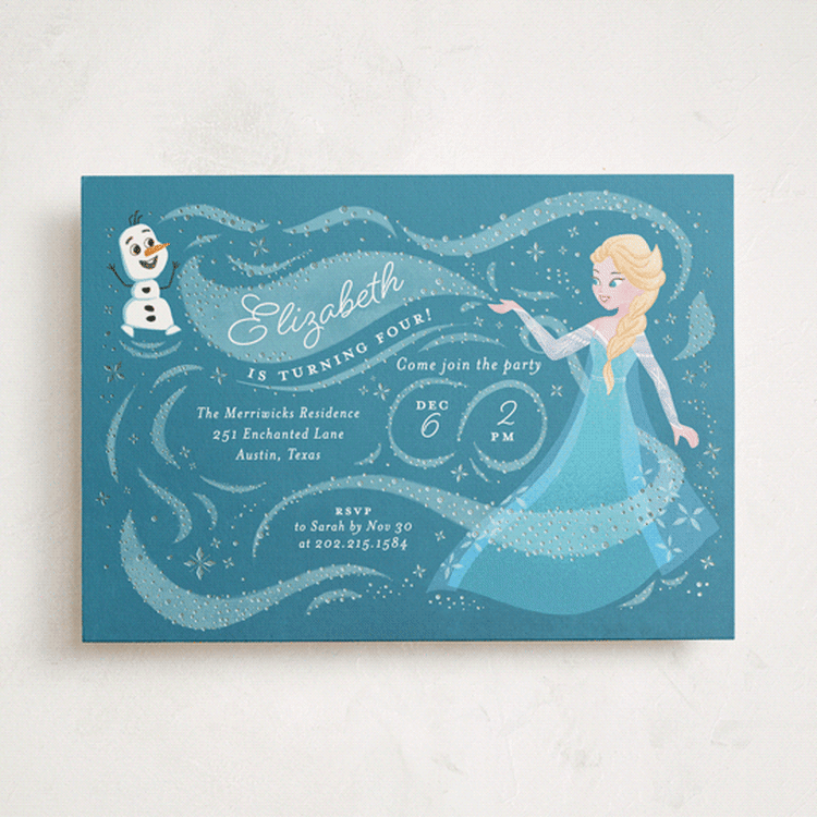 "Disney Frozen Snow Sparkles" - Children's Birthday Party Invitations in Frosty by curiouszhi - Front