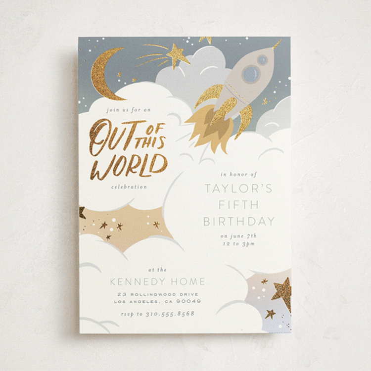 "Out of this World" - Children's Birthday Party Invitations in Lunar by Leah Bisch - Front