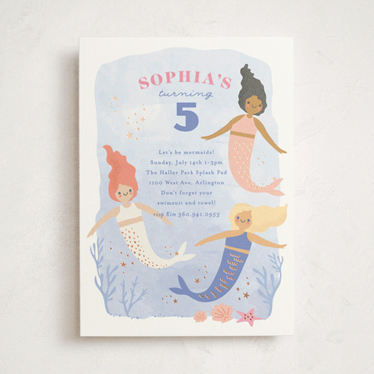 "lets be mermaid" - Children's Birthday Party Invitations in Lake by Karidy Walker - Front
