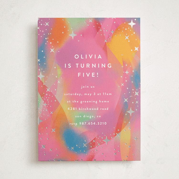 "Galaxy Rainbow" - Children's Birthday Party Invitations in Candy by Katie Zimpel - Front